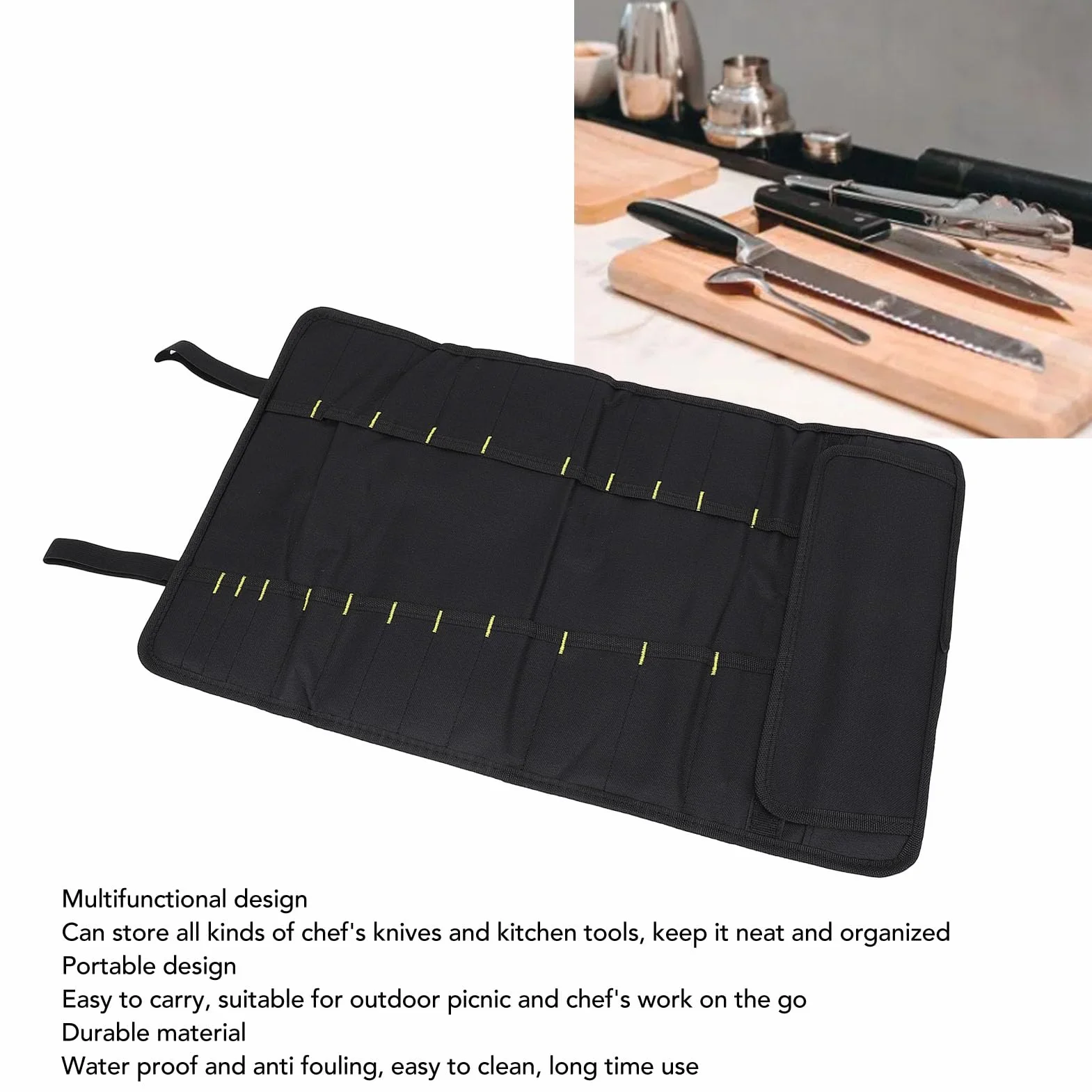 Borsa per Coltelli da Chef, Custodia Multifunzionale Portatile in Tela con 20 Scomparti Custodia Professionale per Rotoli di Coltelli da Chef per la di Casa Campeggio