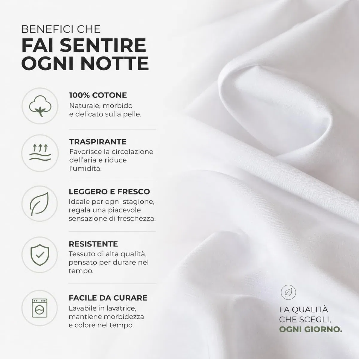 Set Lenzuola Matrimoniale in 100% Puro Cotone, Completo letto, Lenzuola sotto con angoli, Sopra e Federe Cuscini, Morbidezza e Comfort Naturale (M174 - Verde, Matrimoniale)