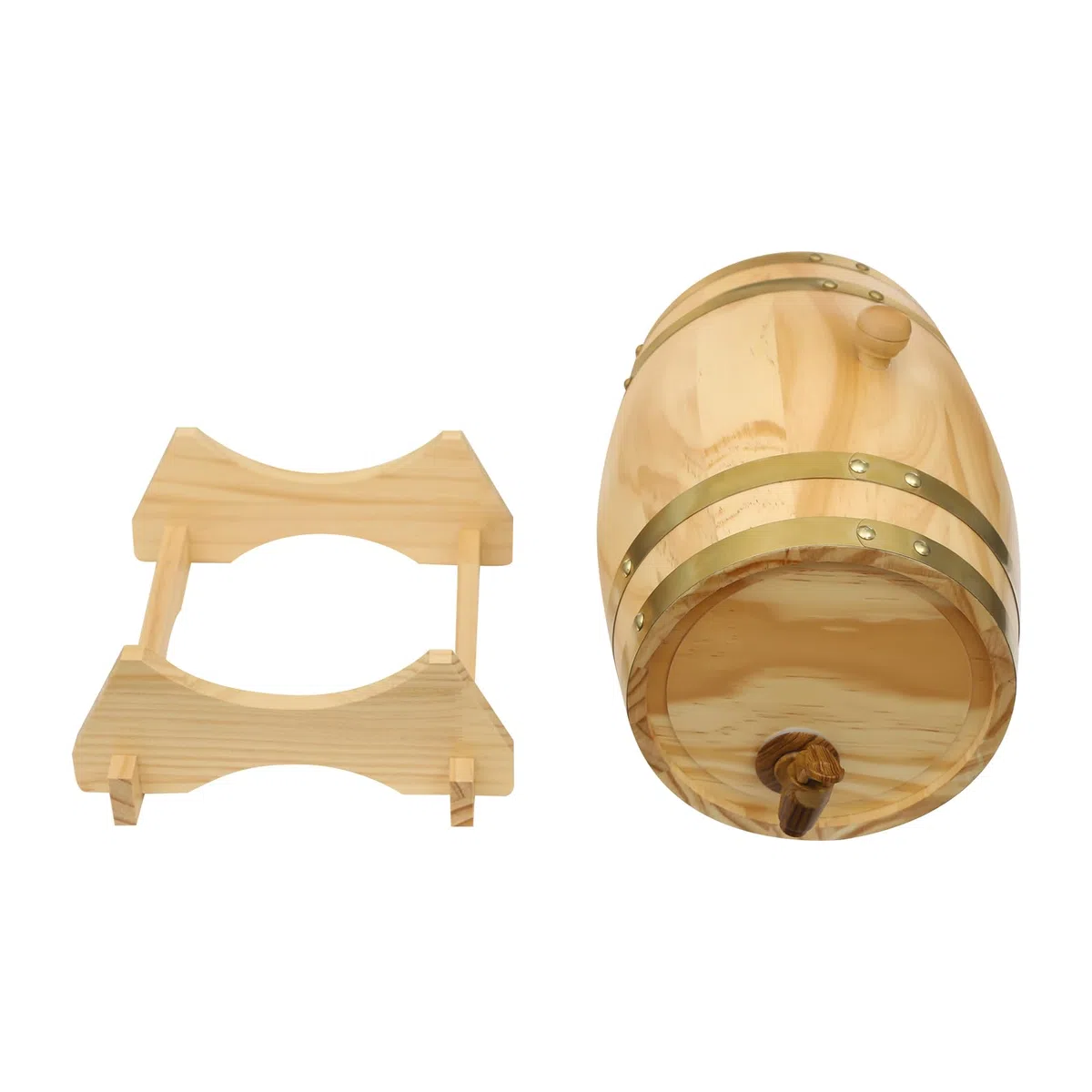 Botte di rovere da 5 l, con supporto in legno e rubinetto, in pino di alta qualità, raffinata e bella, moderna botte di whisky, a prova di perdite, per whisky, bourbon, tequila e aceto di vino