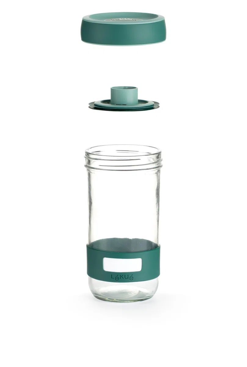 Lékué Kit di attrezzi per la preparazione di sottaceti fatti in casa con contenitore, Verde, Singolo, 700 ml