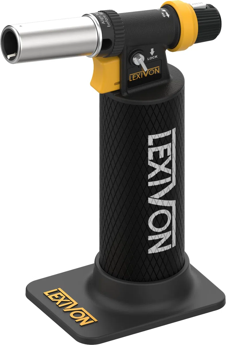 LEXIVON Torcia a Gas Butano, Accendino Ricaricabile Professionale con Fiamma Regolabile e Serbatoio in Alluminio di Qualità Professionale | Ideale per Saldatura e Uso in Cucina (LX-761)