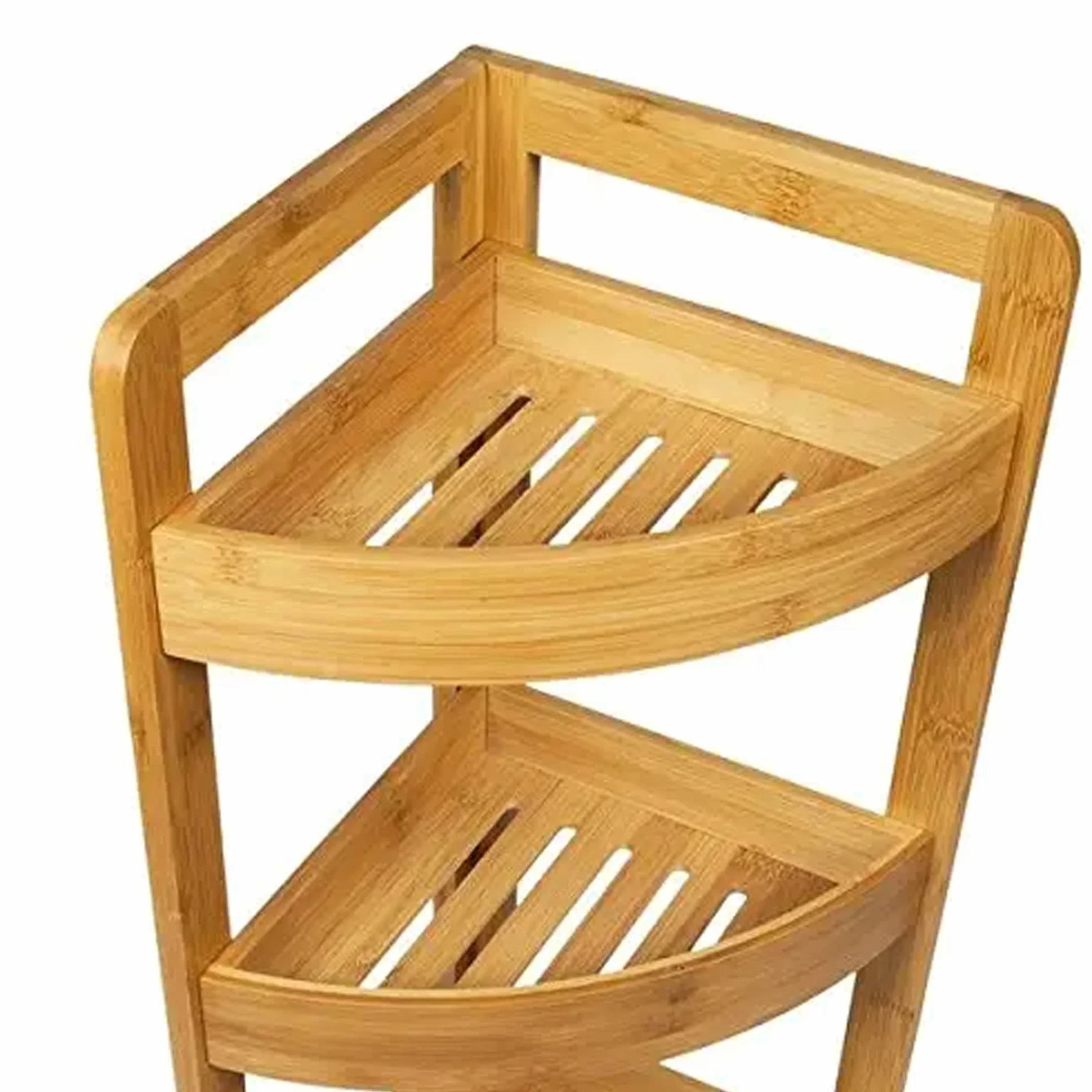 Scaffale da bagno in bambù con 4 ripiani, altezza 80 cm