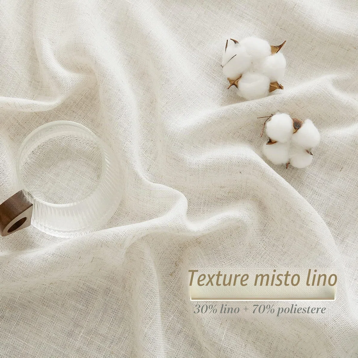 PONY DANCE Tende Lino 200g/m² Salotto Moderne 2 Pezzi L 140 x A 245 CM Tende Semitrasparenti Soggiorno con Anelli Linen Curtains Camera da Letto Moderna, Crema