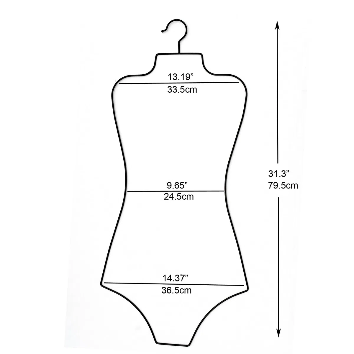 Set di 10 grucce in metallo per costume da bagno, colore: nero