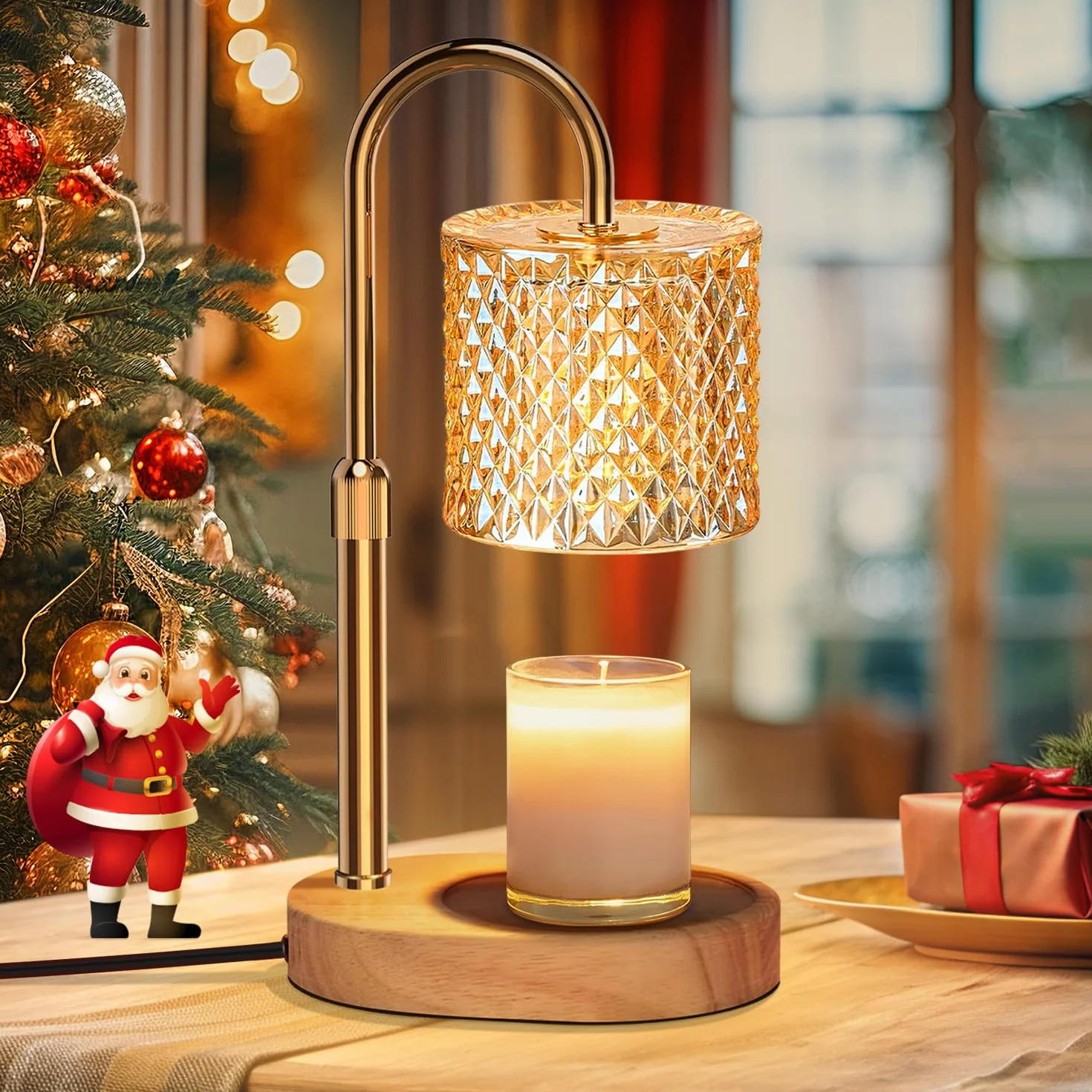 Lampada Scalda Candela con Timer & Dimmer, Candle Warmer Lamp– Altezza Regolabile (9-15 cm), 4 Livelli Luminosità, Senza Fiamma (Sicuro per Bambini) – Regalo Elegante (Compleanno)