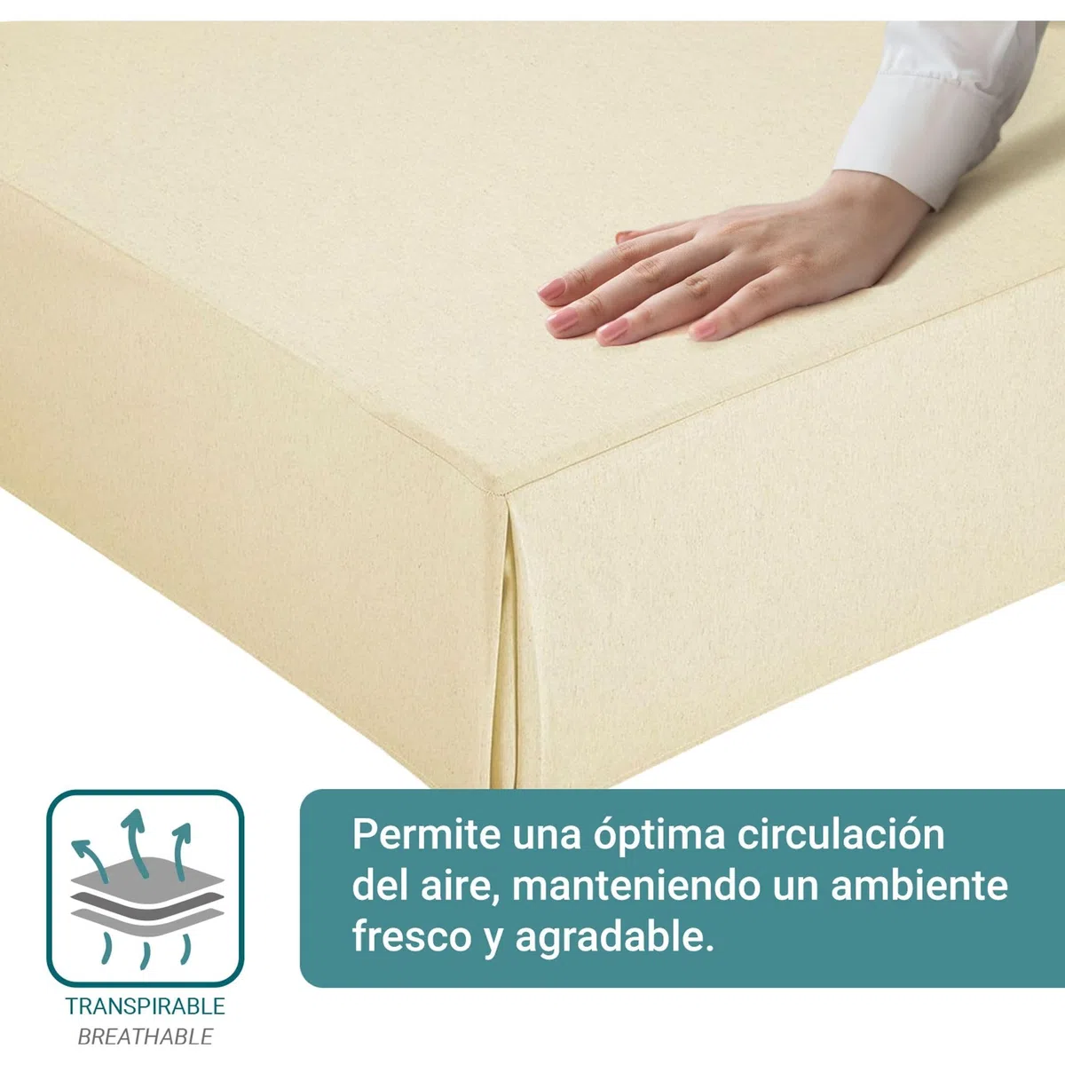 ECOMMERC3 | Fodera per struttura letto da 160 dimensioni per lettino da 160 x 190/200 cm - Copriletto beige vestibilità antiscivolo e traspirante 100% Made in Spain