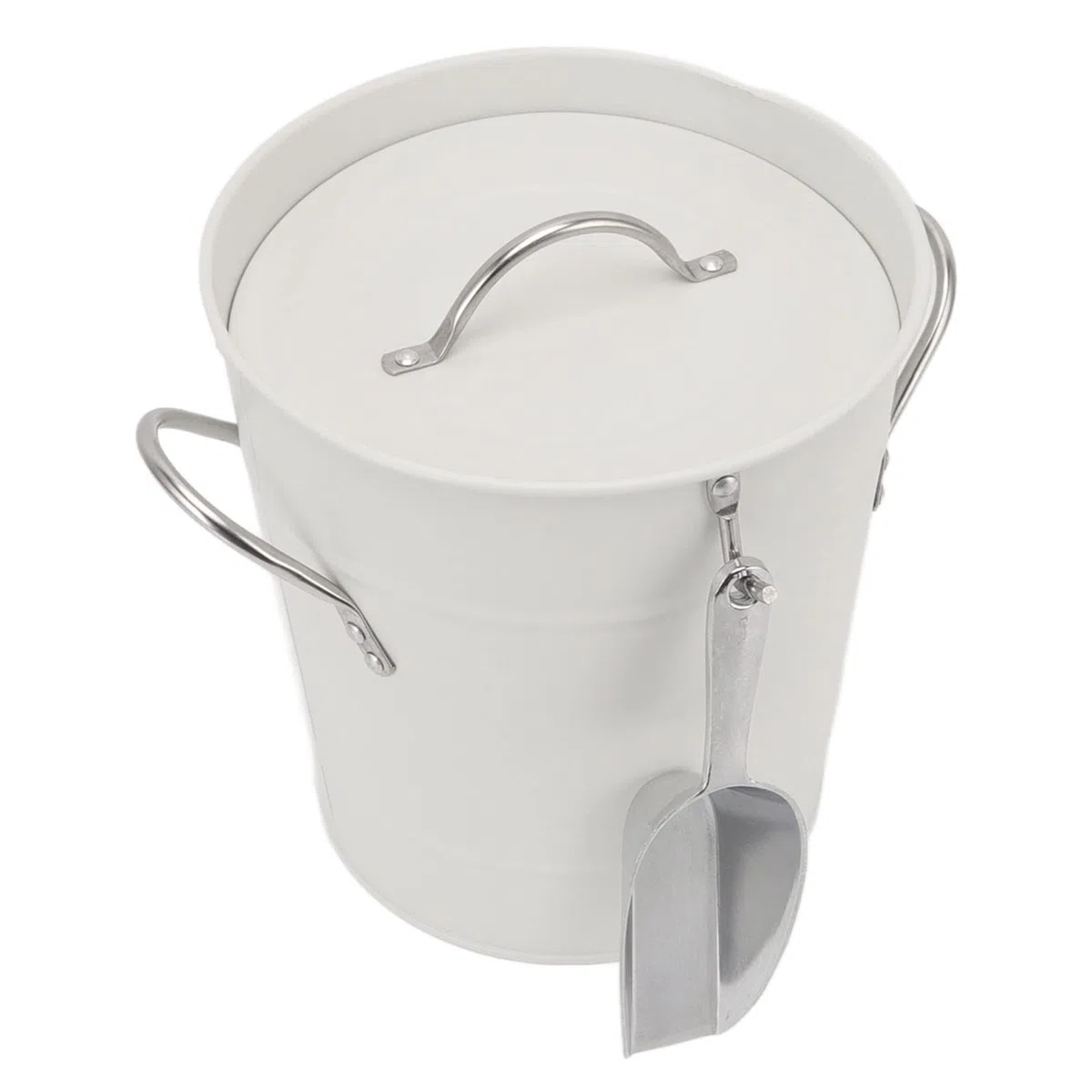 Greensen Secchiello per Ghiaccio con Coperchio e Paletta, Doppia Parete Termico, 19,5 x 20,5 x 16 cm, Bianco