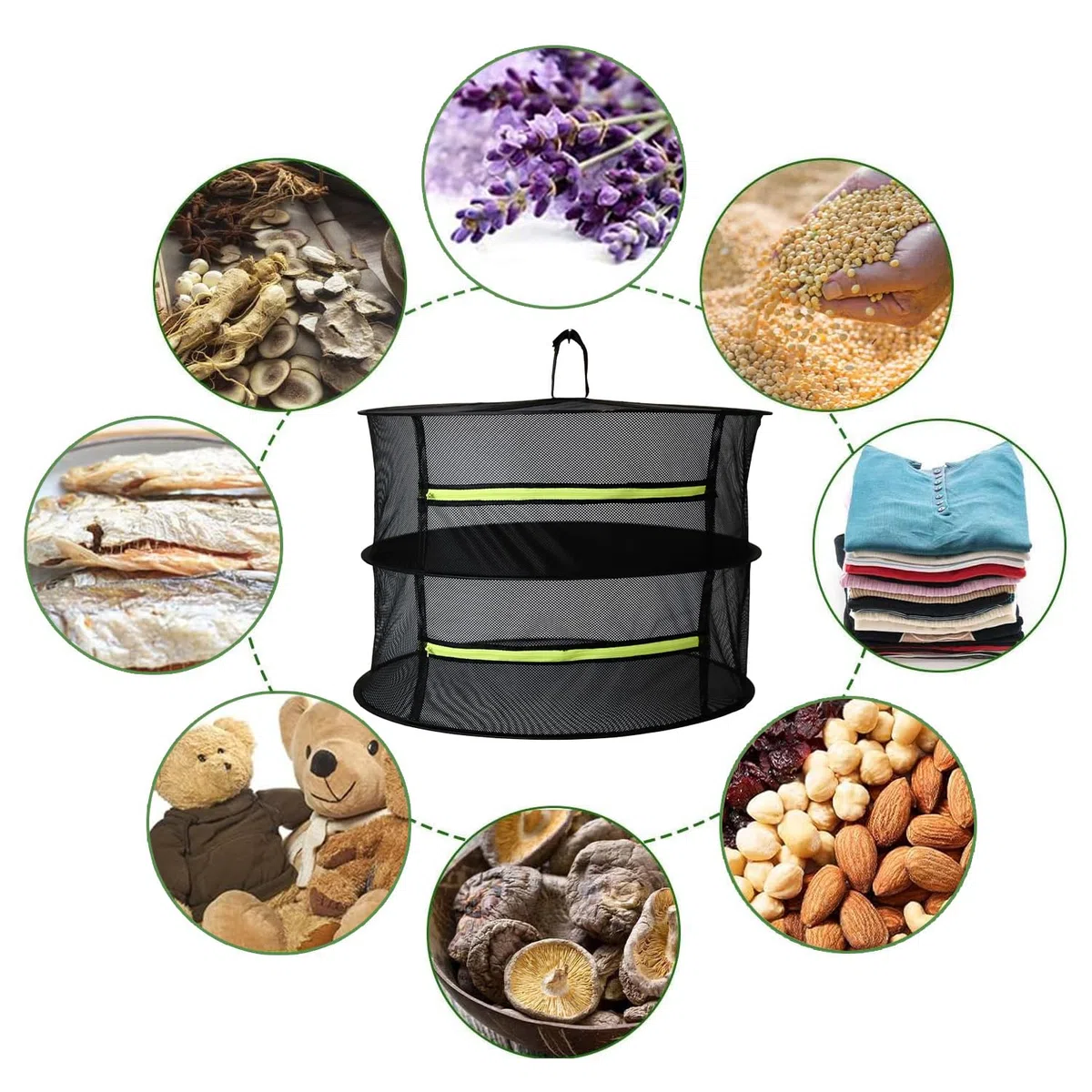 Rete a Secco, Rete Pieghevole Per Asciugatura, Rete Di Essiccazione Sospesa, Rete Essiccazione Erbe, con Borsa e Gancio a S, Per Essiccare Piante, Ortaggi, Frutta, Pesce, Carne, Vestiti, Ecc
