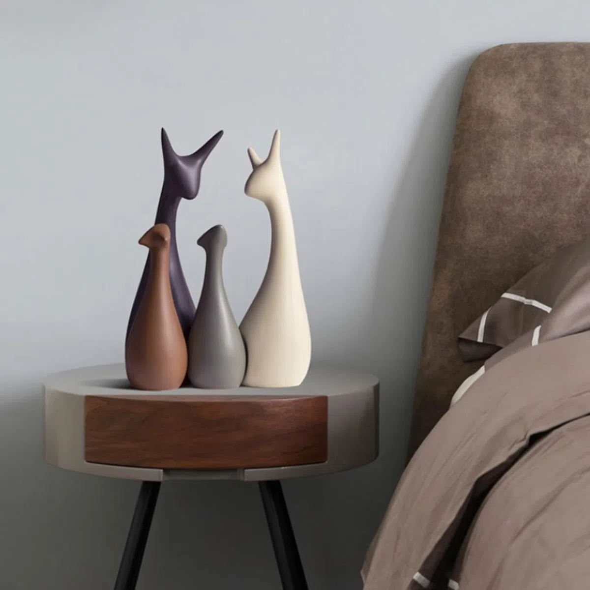 Ornamento Animale Porcellana 4 Pezzi Cervo Ceramica Famiglia Scultura in Ceramica Cervo Arredamento per Camera da Letto, Soggiorno, Studio, Decorazioni per la Casa e Regali