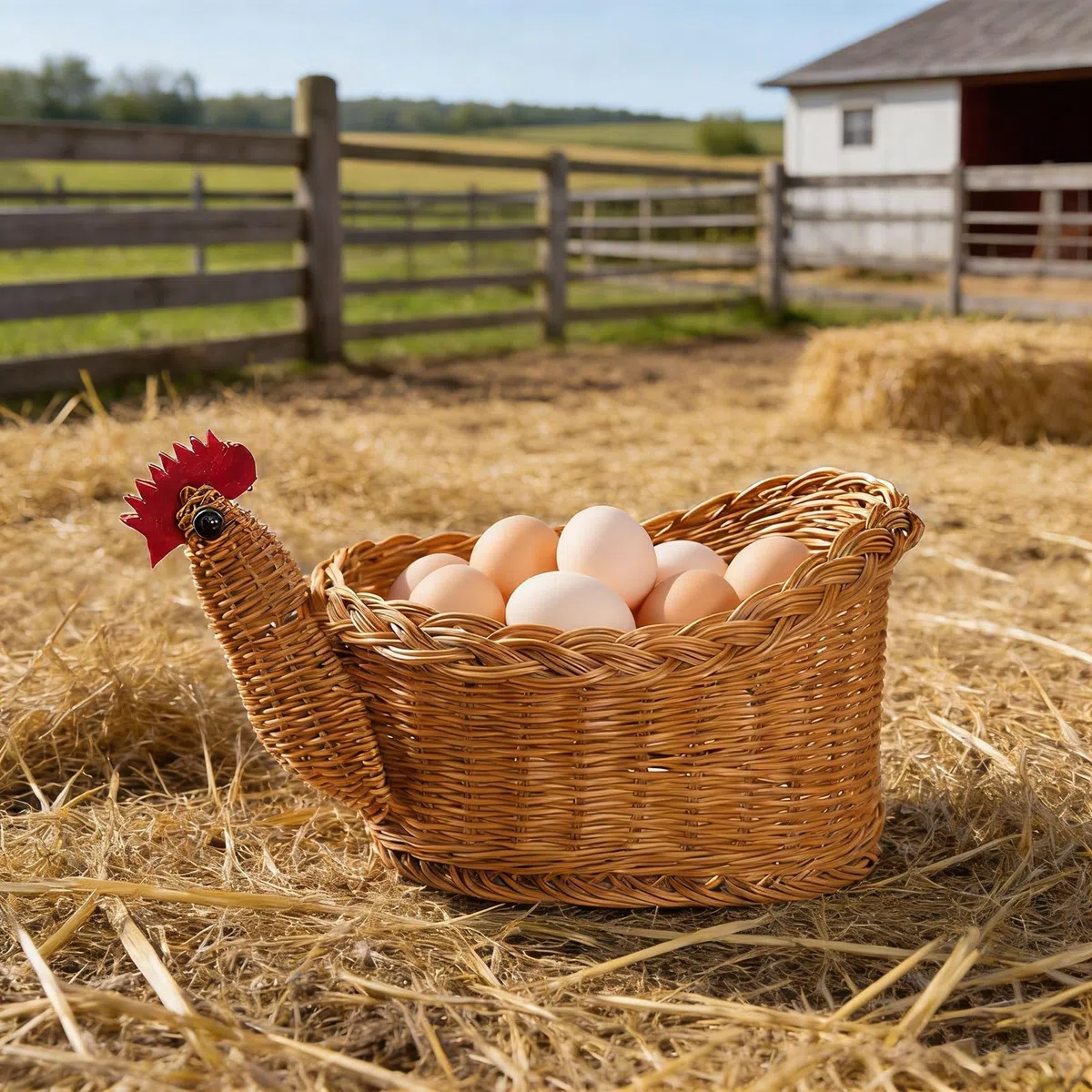 Cestino Per Uova Di Gallina Per Raccogliere Uova Fresche, Cestino Rustico Per Raccogliere Le Uova In Stile Fattoria, Cestas De Almacenamiento Tejidas Para Encimeras, Frutas Y Pan(1 Pack)