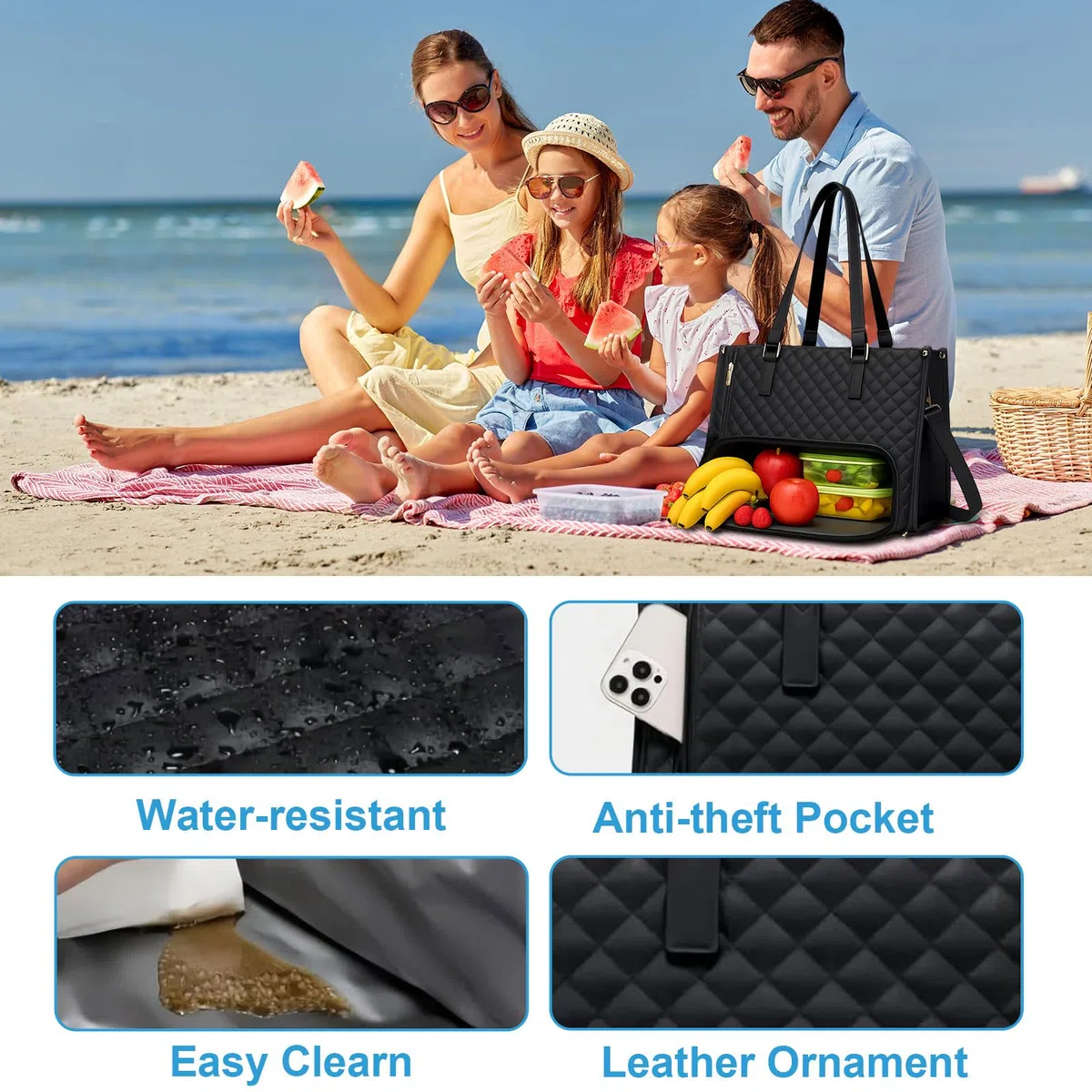 Borsa per il pranzo da donna 2 in 1, 15,6 pollici, borsa per il pranzo isolata, elegante borsa multifunzione per lavoro, università, ufficio e viaggi (Kaki)