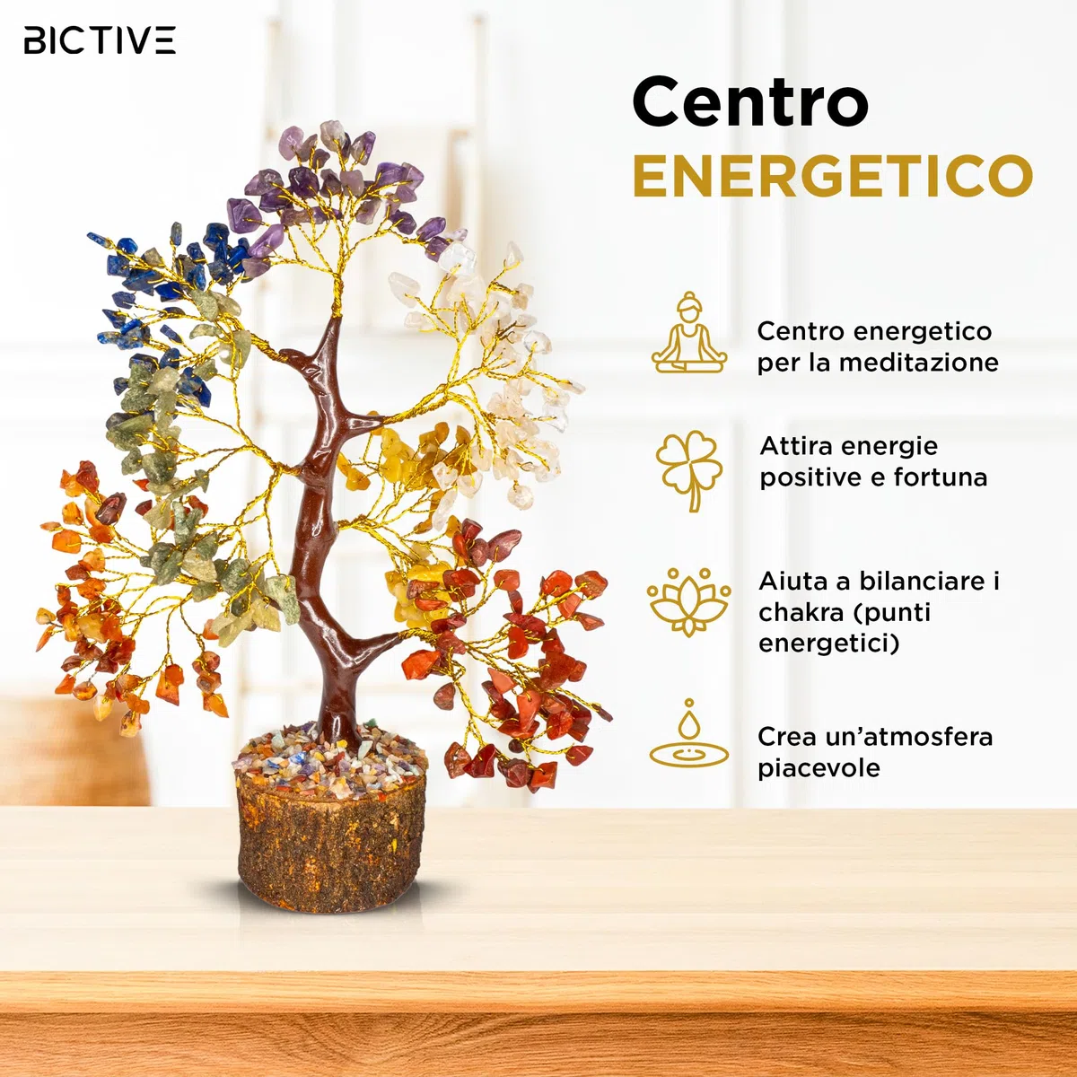 ️ Albero della Vita Pietre Chakra e Collana. Pietre Naturali Curative e Cristalli Chakra, Meditazione Oggetti, Albero della Vita Soprammobile. Idee Regalo Originale per Donna e Mamma