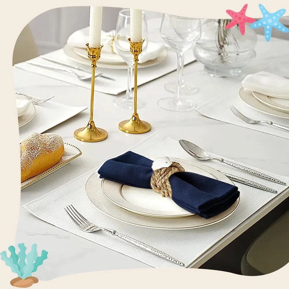 NBEADS 12 pz 6 anelli per Tovaglioli In Stile Costiero, Ornamenti In Resina, Stelle Marine, Cavallucci Marini Porta Tovaglioli Nautici per Decorazioni Da Tavola per Matrimoni In Spiaggia e Cene.