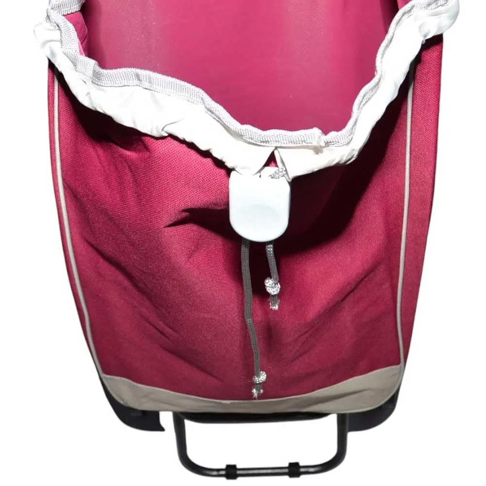 Carrello per la spesa 3 ruote girevoli saliscale – Trolley portaspesa pieghevole 42 L con borsa chiusura a strappo e coulisse- Borsa removibile (BORDEAUX)