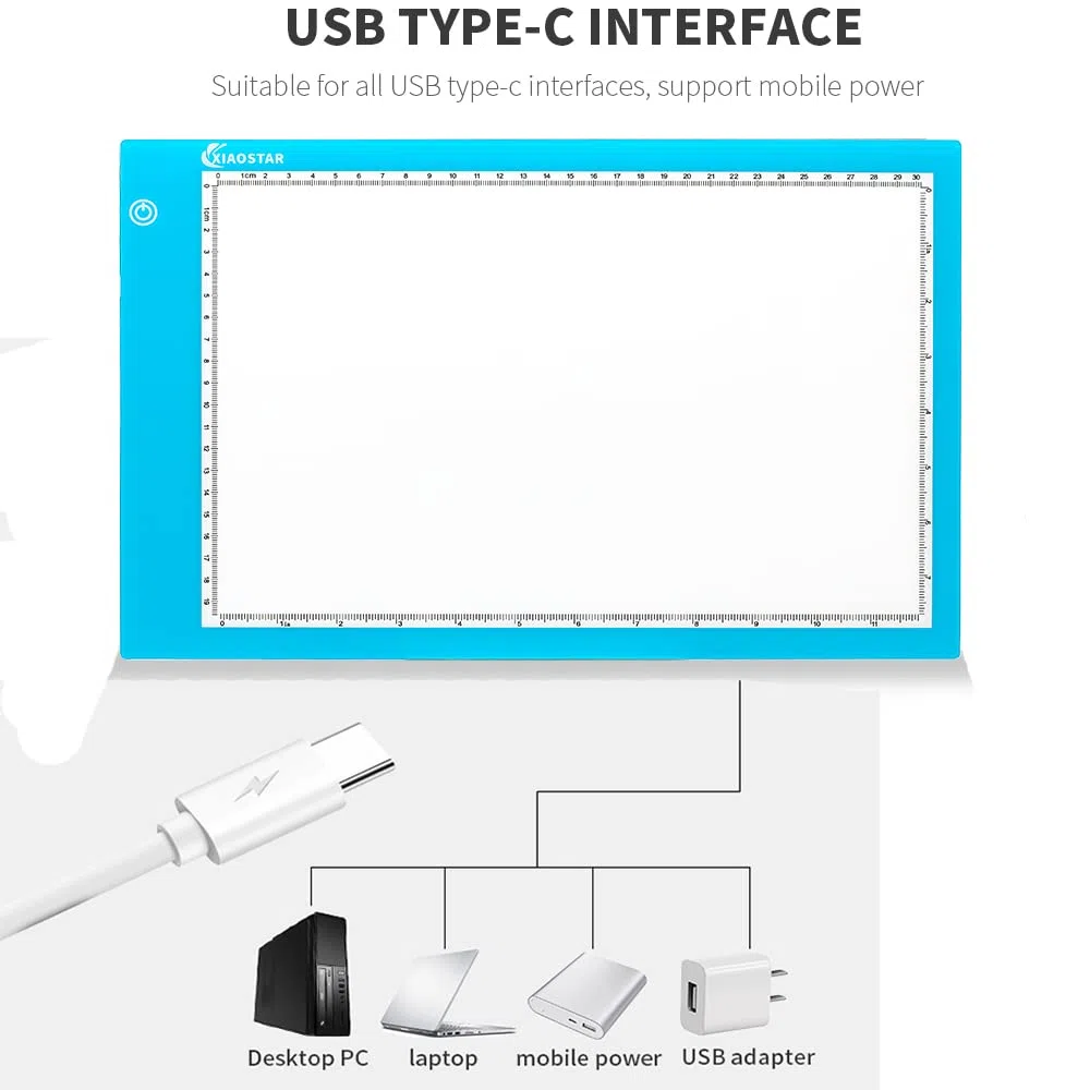 XIAOSTAR A4 LED Tavoletta Luminosa Copia Board Super Sottile Light Box Disegno Pad Tavolo Tracciante Cavo Type-c interfaccia Luminosità Regolabile per Artisti (blu scuro)