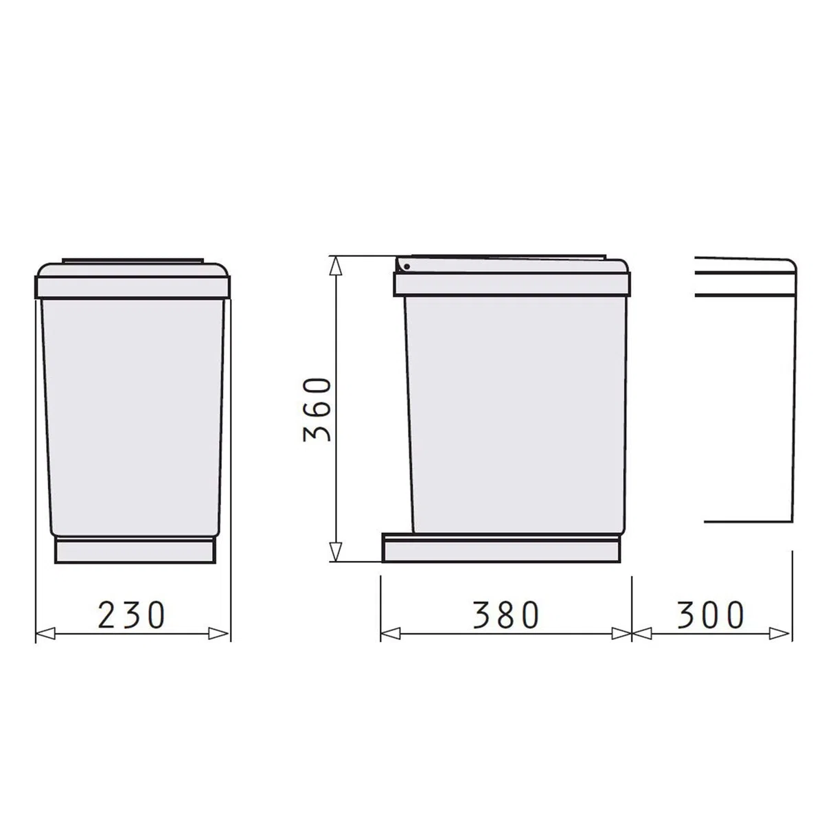 PYRAMIS Pattumiera, plastica, grigia, 2 x 7,5 litri || larghezza mobile da 30 cm