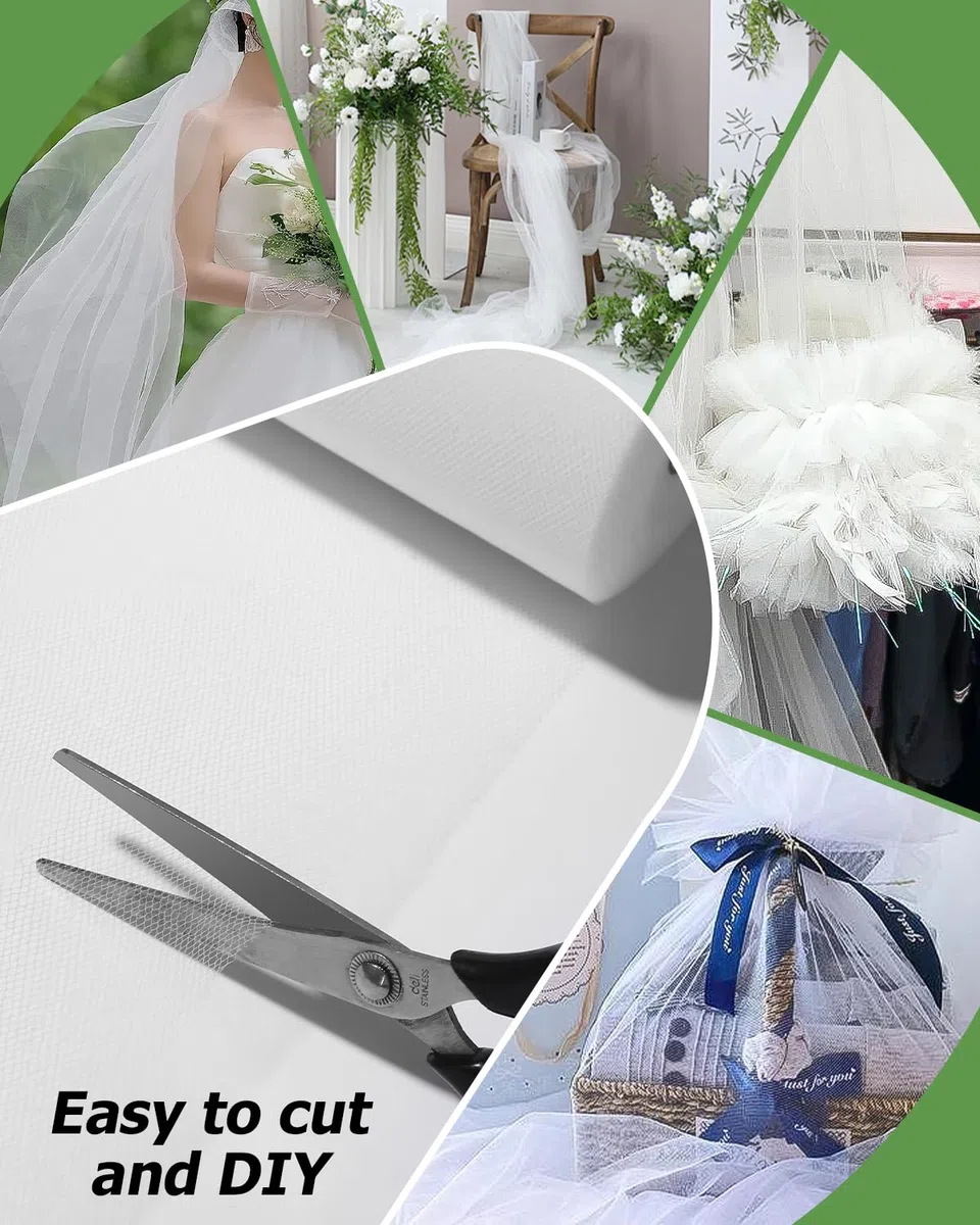 Rotolo di Tulle 30cm x 91.5 m, Rotolo Tulle Bianco,Tulle Bianco Rotolo Matrimonio，Bobina Bianco per Matrimonio, Nastro per Decorazione Compleanno, Festa, Ornamenti, Regalo, Confezione, Fai da Te