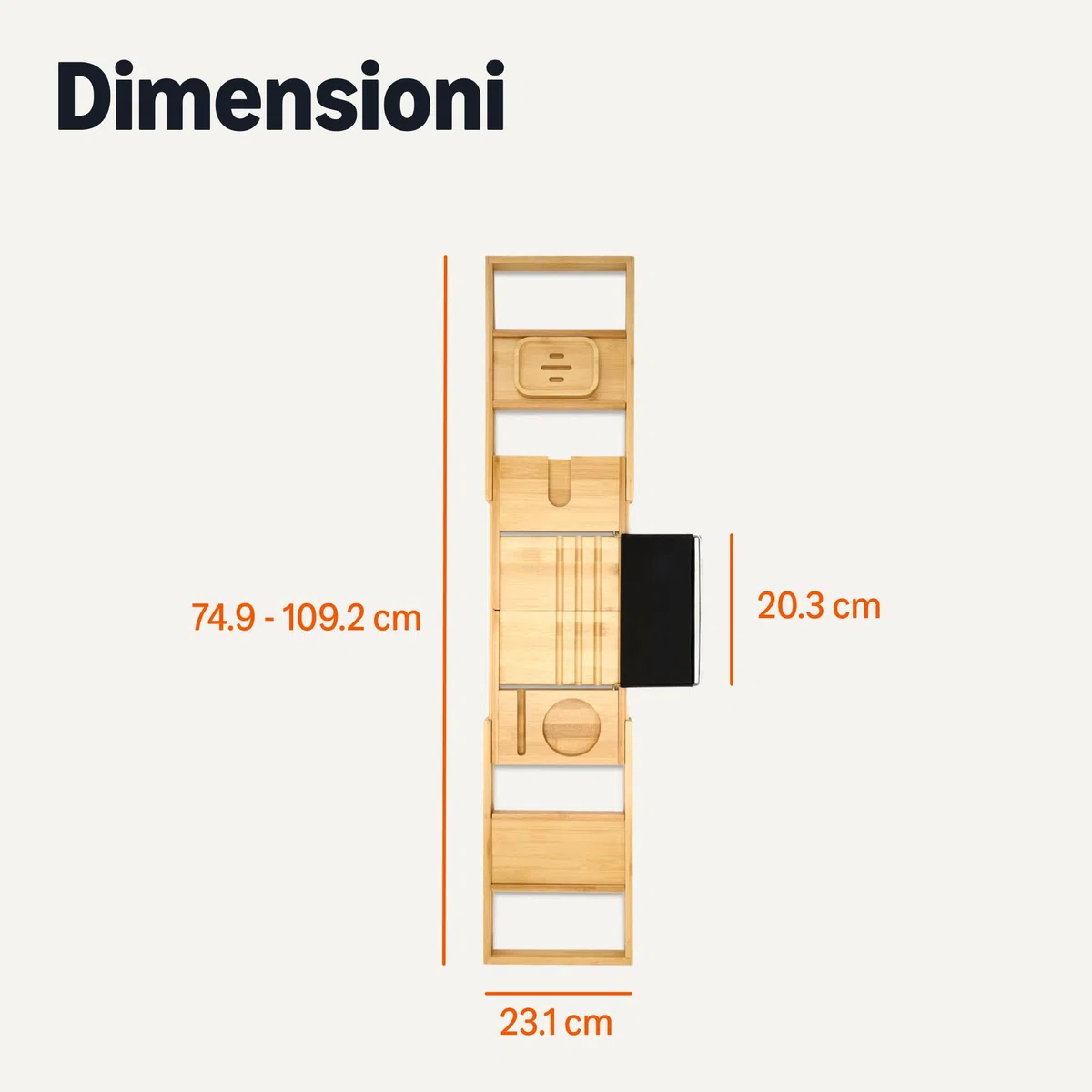 Amazon Basics Rettangolare Vassoio per vasca da bagno regolabile in bambù