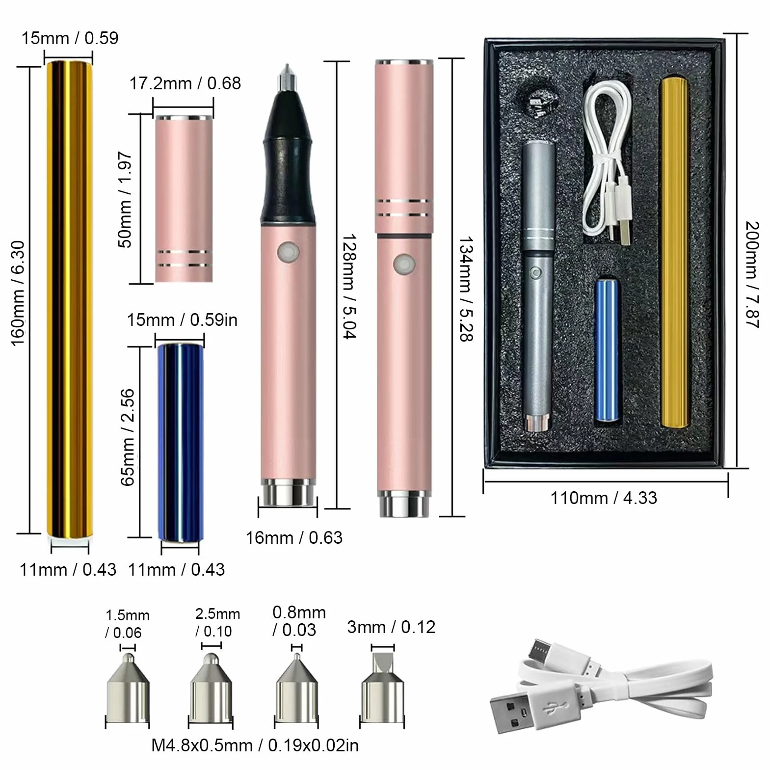 Penna per Lamina Calda in Alluminio Penna Multifunzione Ricaricabile con 4 Punte e 2 Rotoli di Foglio di Calore per Scrapbooking