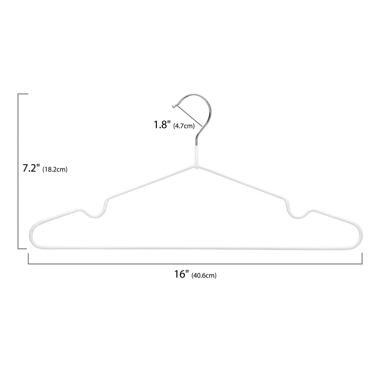 HOUSE DAY Grucce in metallo per camicie, 42 cm, resistenti, antiscivolo, salvaspazio, rivestite in gomma, resistenti, confezione da 40 (bianco)