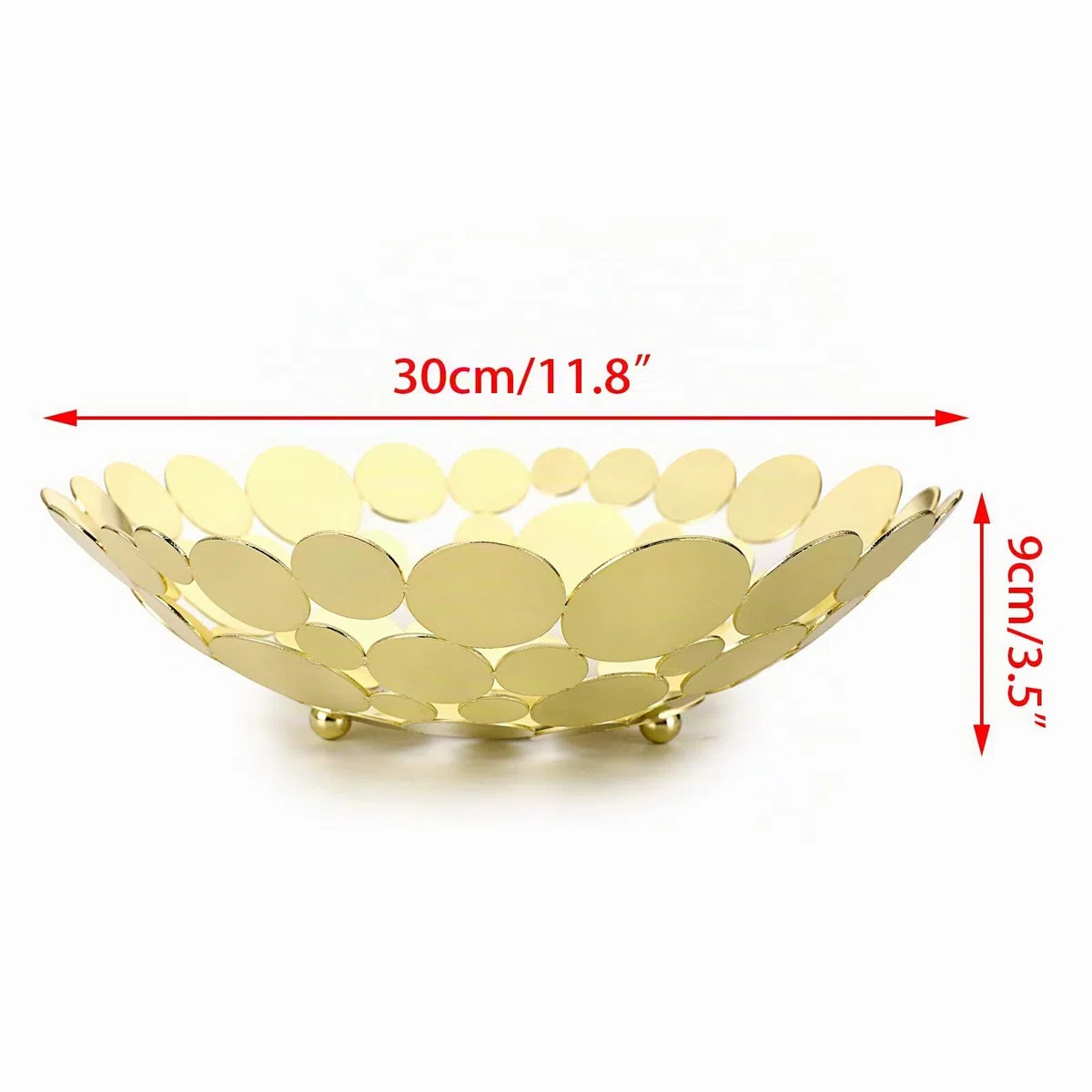 SumnaCon Ciotola da banco in metallo per frutta – Cucina & Tavolo da pranzo Display Basket – Oro