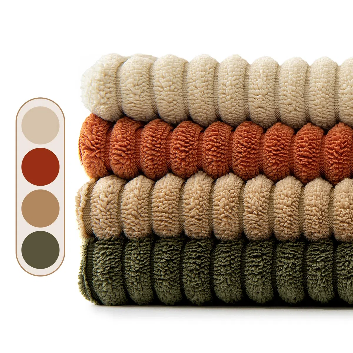 EMEMA Set di 4 federe decorative in velluto a coste, per soggiorno, camera da letto, serie marrone-verde, 45 x 45 cm