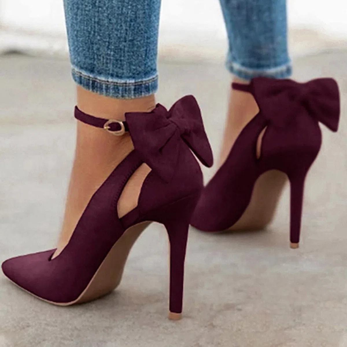 Donne a Punta Punta Tacchi Alti Donna Tacchi Sottili Signore Sexy Pompe da Donna Fibbia Cinturino Femminile Moda Bowknot Scarpe Size 37-40