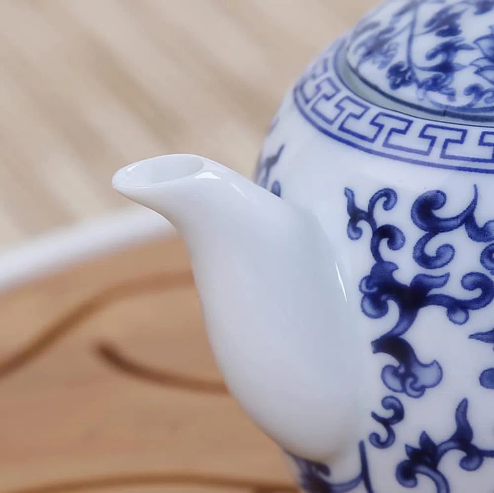 Cinese Jingdezhen Teiera Antica ad Alta capacità Dipinta a Mano Teiera in Ceramica di Porcellana Blu e Bianca - No.23