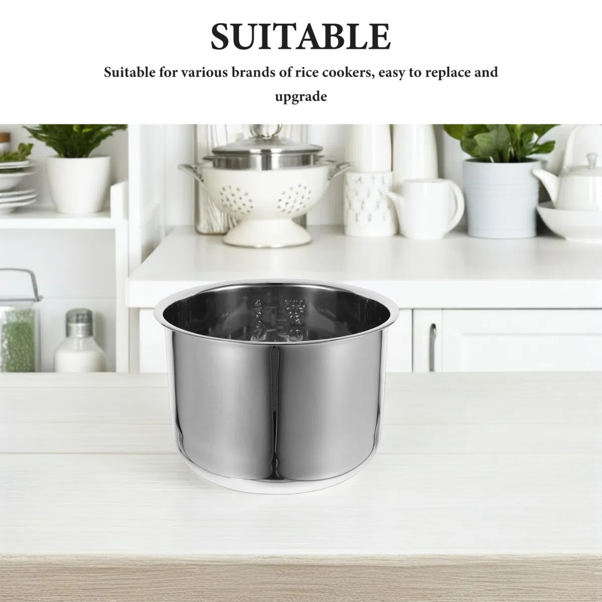 HEALLILY Pentola Interna da 6l per Cuociriso in Acciaio Inossidabile Distribuzione Uniforme del Calore Design Multifunzione, per Uso Familiare e Cottura del Porridge