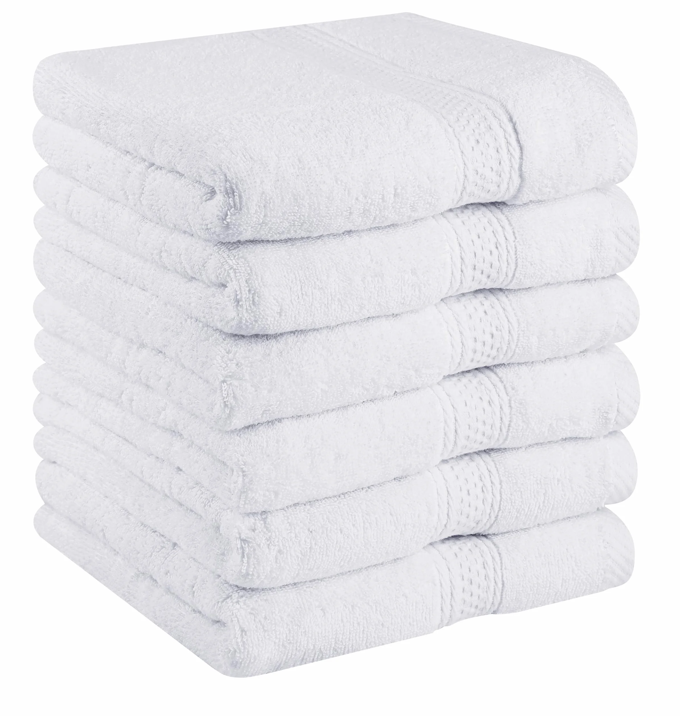 Utopia Towels - Set di 6 (50 x 100 cm), Asciugamani Mani, Asciugamani Per Le Mani, Altamente Assorbenti Con Gancio, 100% Cotone (Bianco)