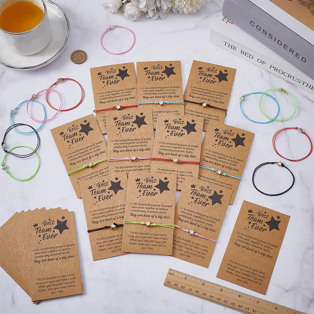 FINGERINSPIRE 20Pz Bracciale dell'Amicizia A Forma di Stella con 20Pz biglietti Esprimi Un Desiderio Braccialetti Dei Desideri Gioielli per Il Ritorno A Scuola Braccialetti per Il Lavoro di Squadra