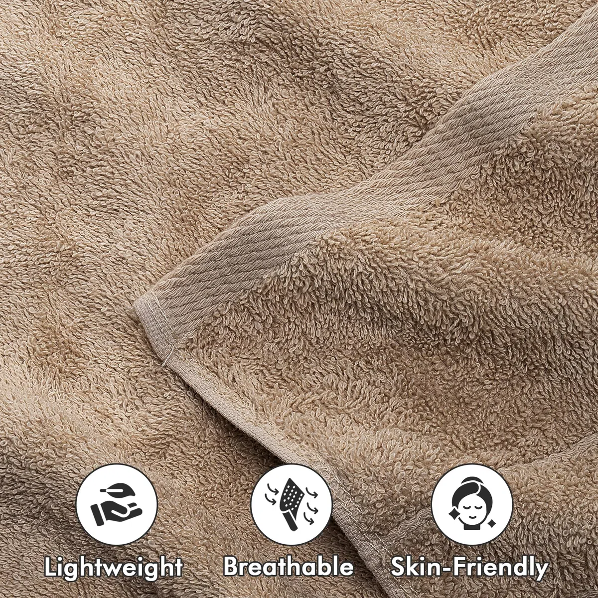 Asciugamani per il bagno – 100% cotone morbido e assorbente – Confezione da 6 piccoli asciugamani (50x85cm) – Asciugamani di lusso in cotone ad asciugatura rapida – Beige