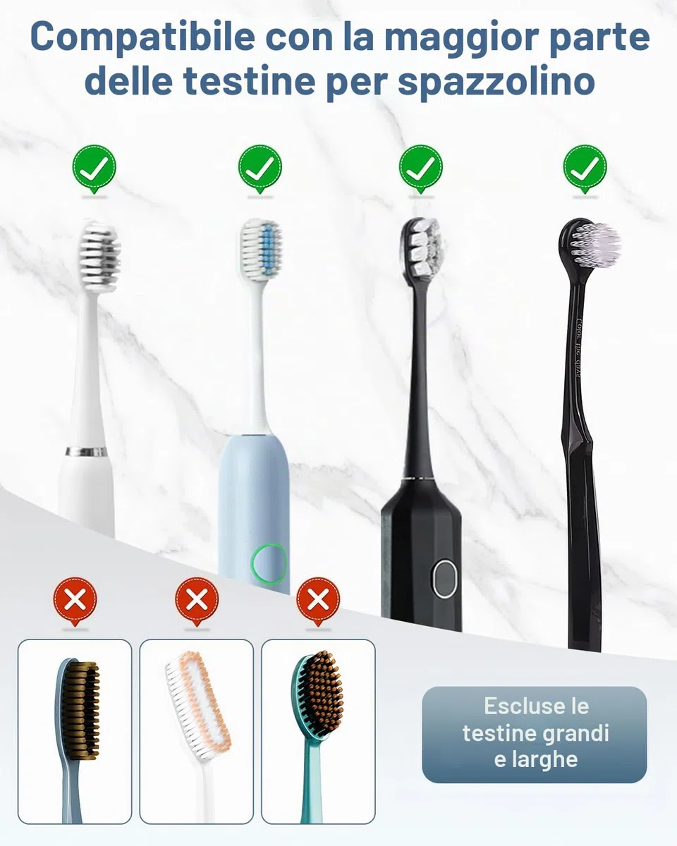 Disinfettante per Spazzolini da Denti, Portaspazzolino Elettrico con Funzione di Asciugatura, Temporizzata, Schermo LED, Ricaricabile a Parete
