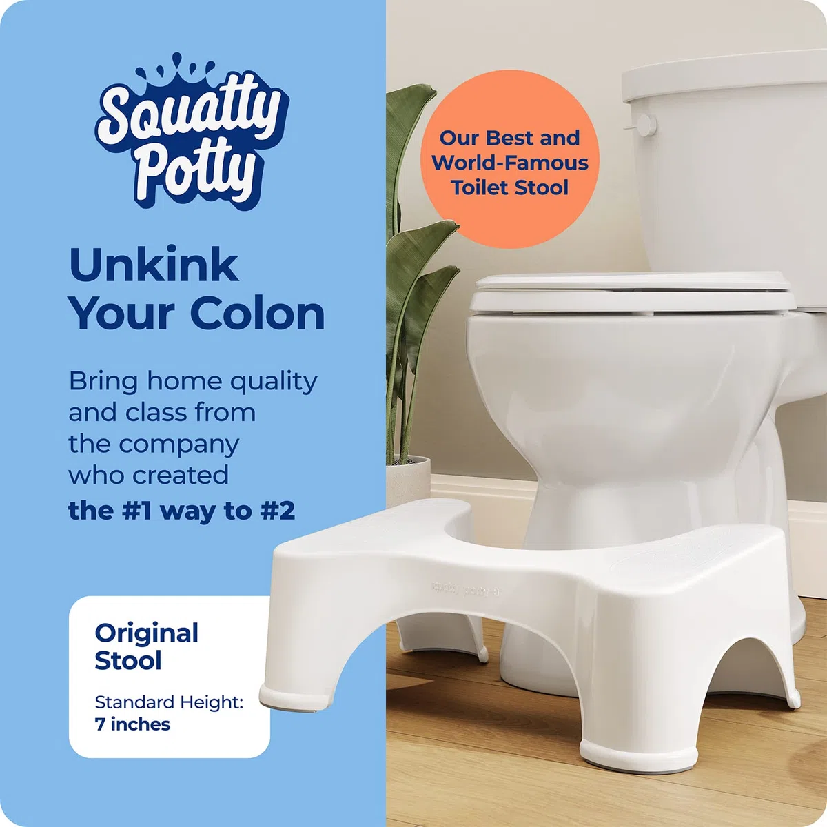 Squatty Potty Originale Bagno Gabinetto Sgabello, 7-Pollice Altezza, Bianco