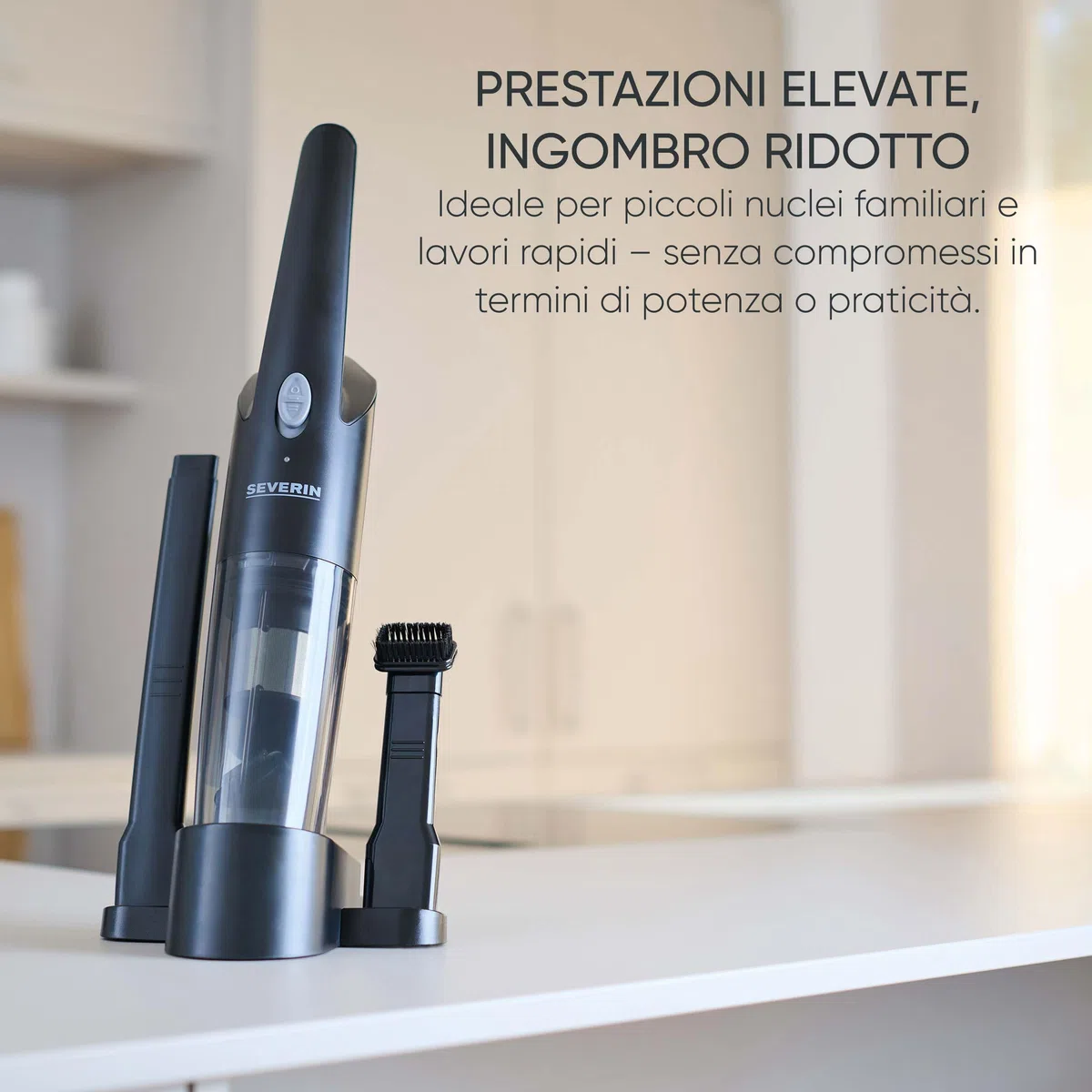 SEVERIN Aspirapolvere Portatile 3 in 1, Aspira Liquidi, Autonomia 25 min, con Stazione di Ricarica, 10,3 x 11,3 x 46,2 cm, Nero - HV 7132