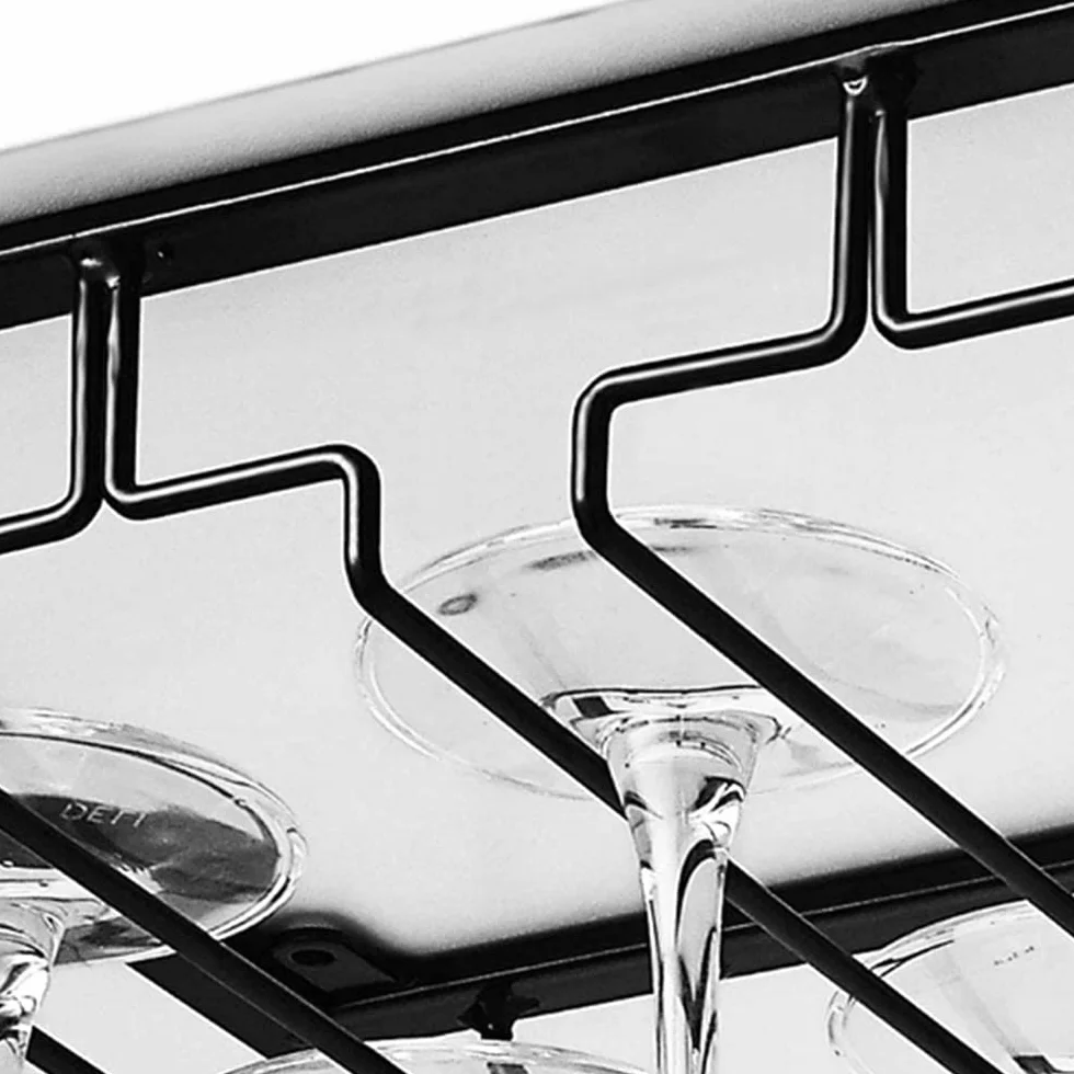 Supporto per bicchiere da vino in metallo con 6 binari, portabicchieri sospeso per cucina da bar (nero)