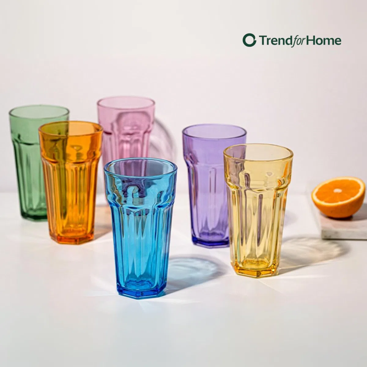 TREND FOR HOME Bicchieri da cocktail grandi Cuba Libre, 630 ml, Set di 6, Acqua Set XXL Tumblers Retro Design, Collezione GIGI, Lavare a mano