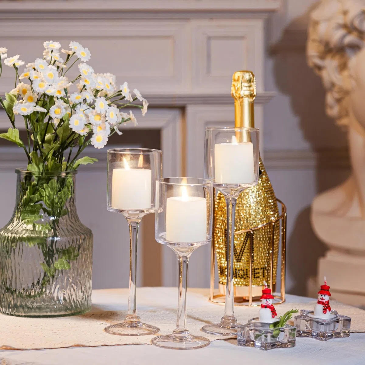 Centro Tavola Moderno Candele Galleggianti Vasi Confettata Candelabri Di Vetro Tè Leggeri Sposi Matrimoni Nuziali Uragano Alto Elegante Cenare Party Home Adecor Tavolo Feste Varie(1 Set Large)