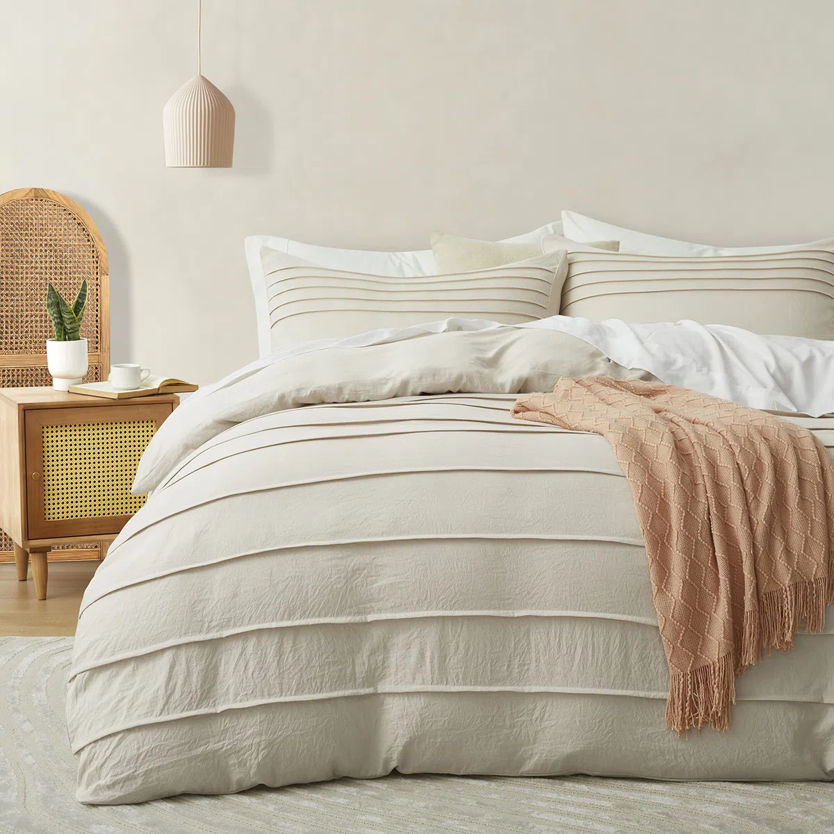 Oli Anderson Copripiumino plissettato (beige, matrimoniale/queen size (228 x 228 cm)