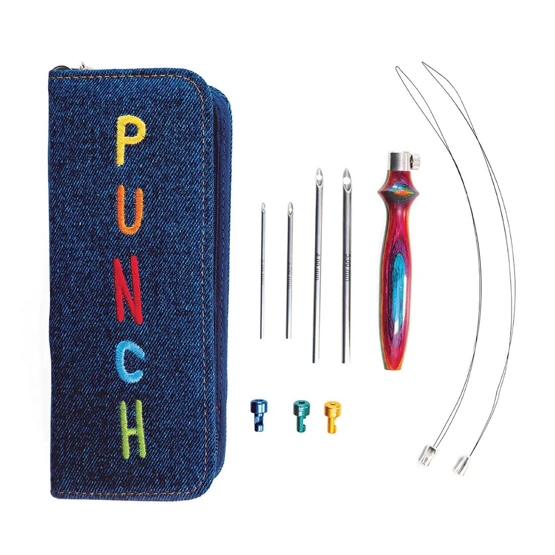 KnitPro - KnitPro Liscio Finito Vibrante Legna e Brillante Metallo Punch Aghi Ricamo Kit - 1 Impostato