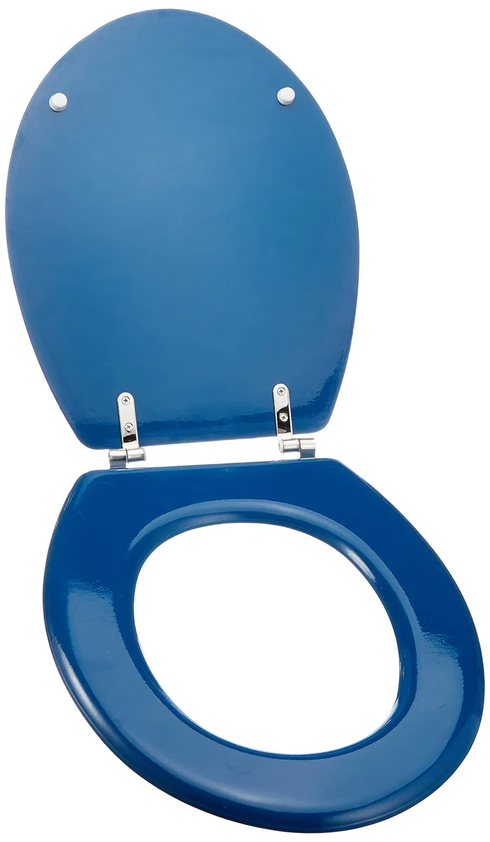 MSV 140015 - Sedile WC in MDF/Acciaio INOX, Blu scuro, 43,5 x 37,5 x 1,8 cm