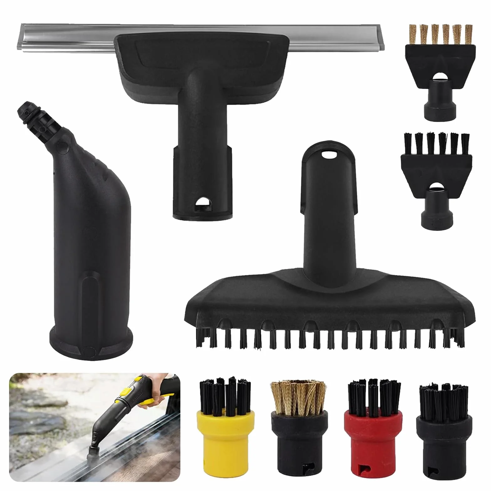 Ricambio Per Pulitori A Vapore, 9PCS Accessori Per Pulitore A Vapore Per Kärcher SC1 SC2 SC3 SC4 SC5 Ugello Manuale Spazzola Rotonda Tergivetro Ugelli Elettrici Pezzi Di Ricambio Pulitore A Vapore