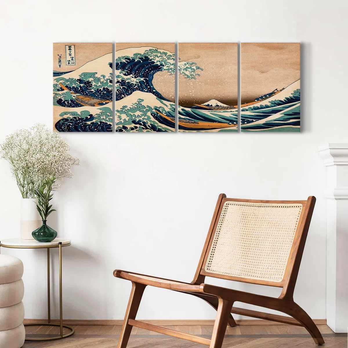 murando - Quadro La grande onda di Kanagawa 160x60 cm 4 Pezzi Stampa su tela XXL - Quadri Famosi Moderni Camera Da Letto Decorazione da Parete Componibili - Katsushika Hokusai p-B-0009-b-i