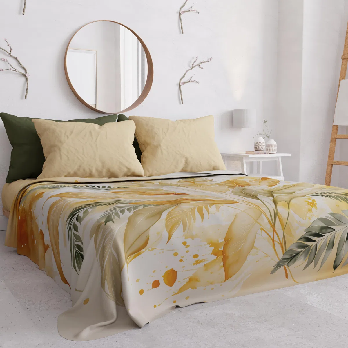 PETTI Artigiani Italiani - Telo Arredo Copridivano Copritutto in Microfibra 180x270 cm, Fantasia Palma Oliva | Multiuso per Divani, Copriletto e Copritavolo | Telo Protettivo Lavabile