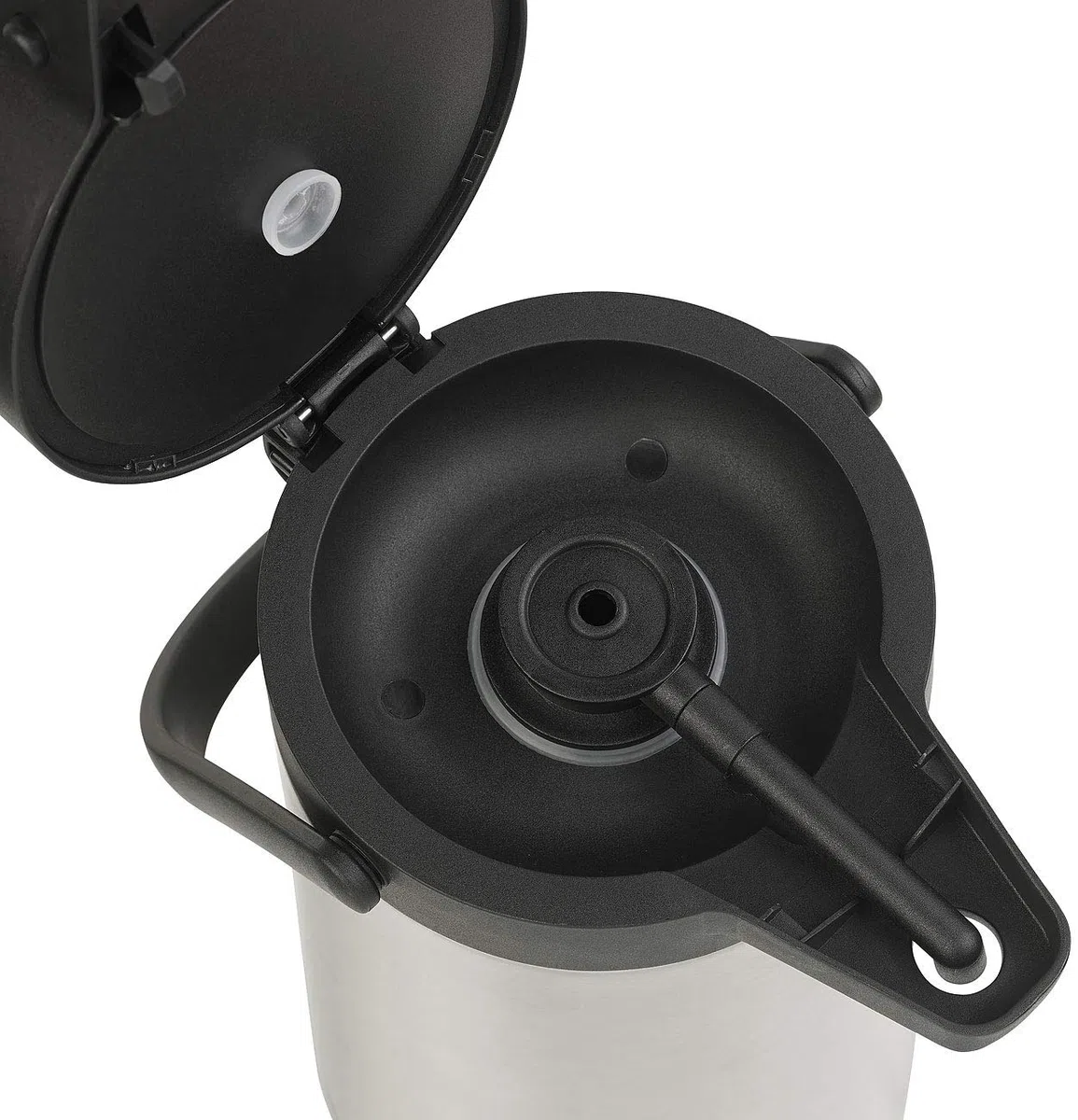 Rosenstein & Söhne Caraffe per bevande calde - canna di pompaggio 3 litri: Doppia parete Bollitore a vuoto, Sistema di pompaggio, acciaio inossidabile, 3 litri (distributore caffè 3)