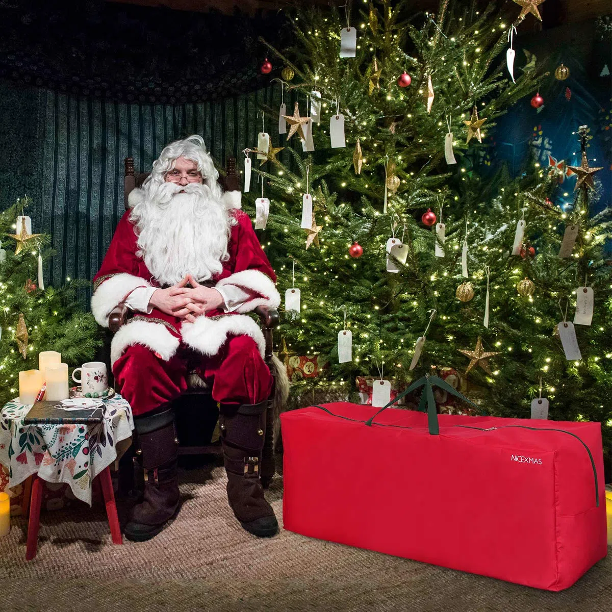 Borsa per l'albero di Natale con decorazioni Borsa con cerniere per le vacanze (Rosso)