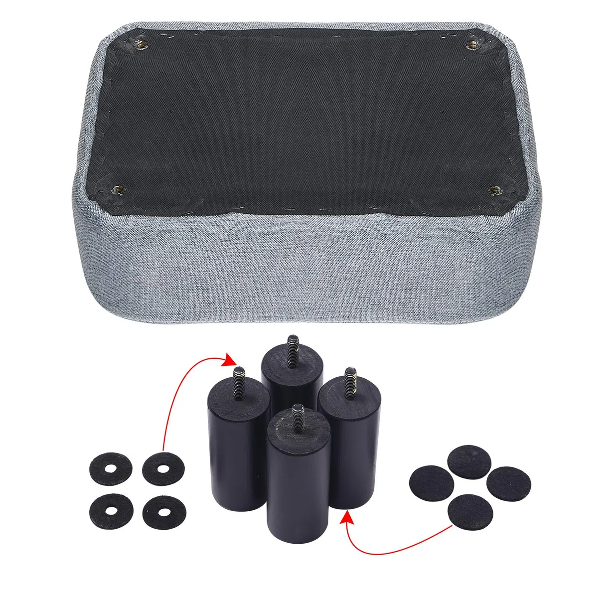 IBUYKE Poggiapiedi Piccolo, Pouf in Tessuto di Lino, Ottomana Rettangolare con Seduta Imbottita Gambe in Legno di Pino e Imbottite, Grigio Chiaro RF-BD214-D
