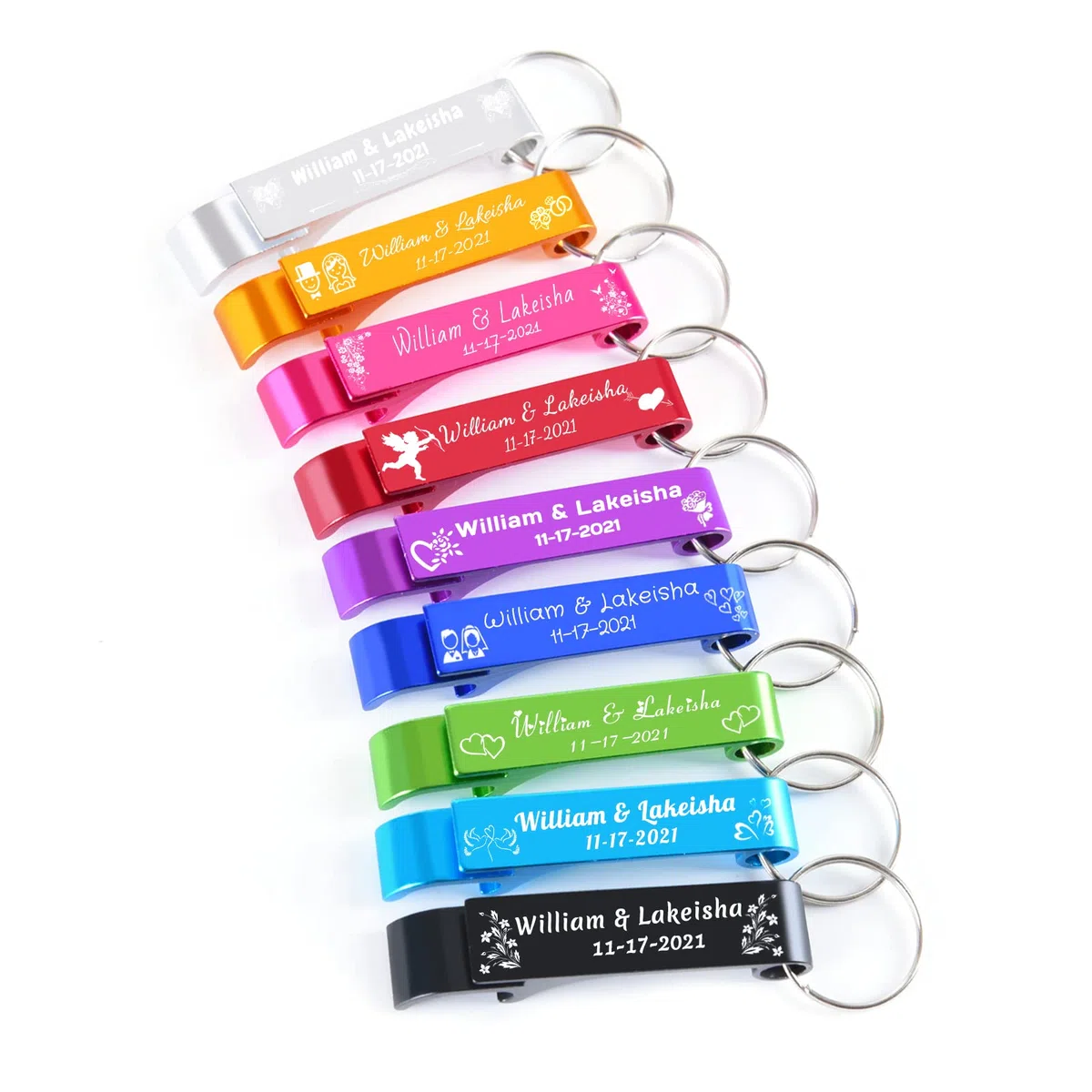 120 portachiavi apribottiglie, personalizzabili, con logo inciso, bomboniere per gli ospiti, forniture personalizzate per feste e anniversari