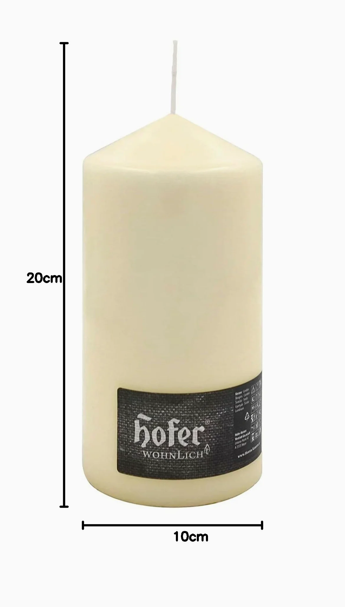 Hofer Candele Grandi Avorio a Colonna - 10 x 20 cm - 3 Candele Decorative Cilindriche - Lunga Durata di 110 Ore - Cera Antigoccia, No Fumo - Non Profumate - Qualità RAL