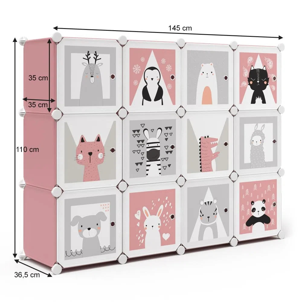 Vicco scaffale portagiochi bambini Andy, rosa, 145 x 110 cm 12 scomparti